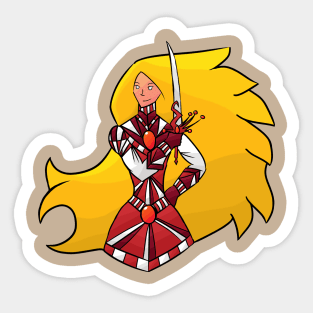 Blonde Female Steampunk Knight with Sword Sticker